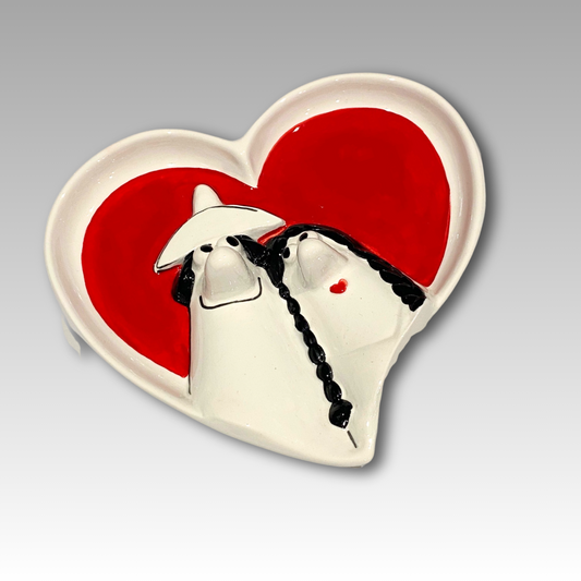 Ceramic 'Eternal Love' Carmencita and Caballero - Red Heart