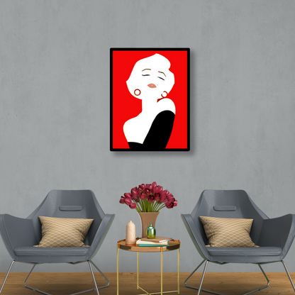 Ambientazione Quadro Serigrafia esclusiva 'Marilyn' da Amleto Dalla Costa, arte limitata e firmata, ritrae l'icona Marilyn Monroe in stile moderno.