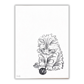 Disegno gatto stilizzato, bozzetto originale firmato