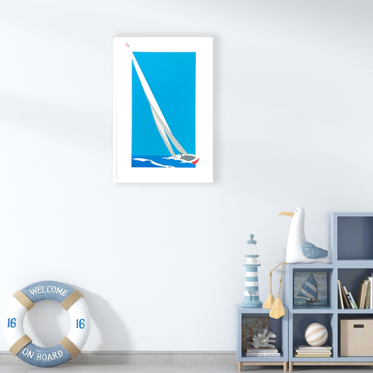 Ambientazione quadro "Serigrafia 'LIPARI' di Amleto Dalla Costa, arte nautica serena, 42x64 cm, esclusività per collezionisti e amanti del mare."
