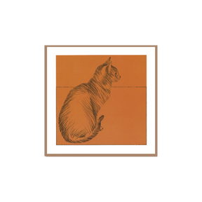 Serigrafia di gatto in arancione di A. Dalla Costa