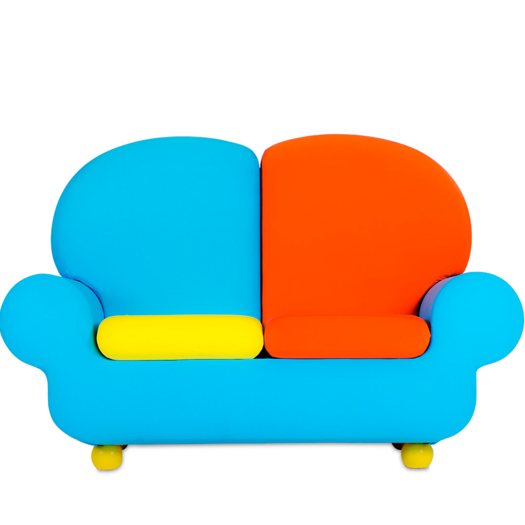 Divano-Pouf Papì multicolor blu e arancione