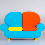 Divano-Pouf Papì multicolor blu e arancione