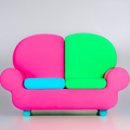 Divano-Pouf Papì multicolor rosa e verde