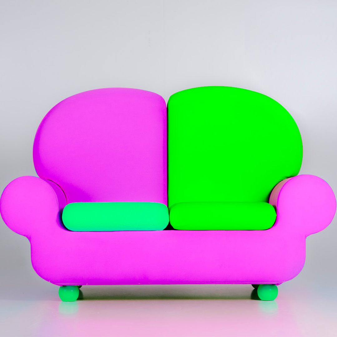 Divano-Pouf Papì multicolor viola e verde