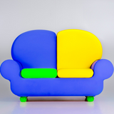 Divano-Pouf Papì multicolor blu e giallo