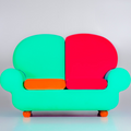 Divano-Pouf Papì multicolor verde e rosso