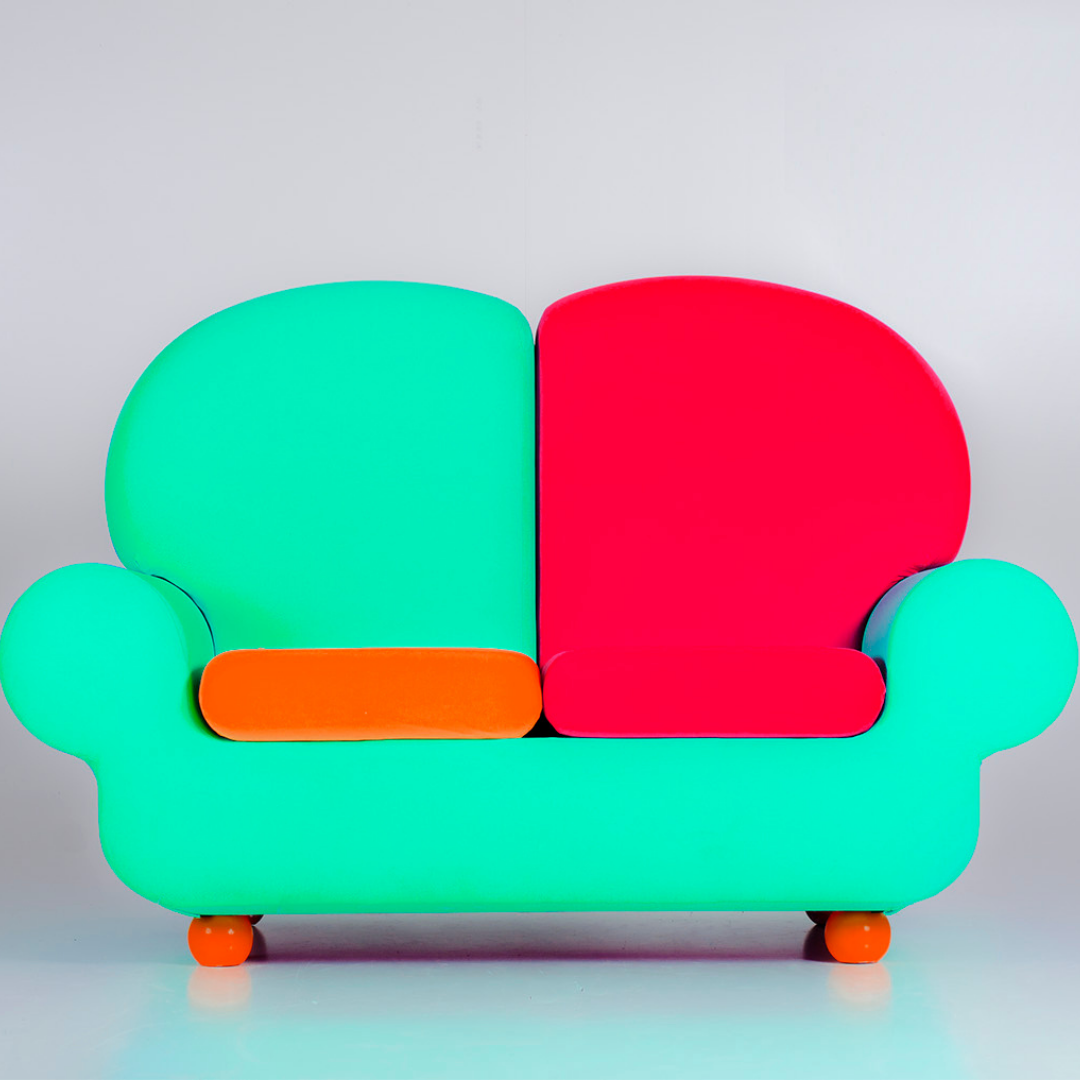 Divano-Pouf Papì multicolor verde e rosso