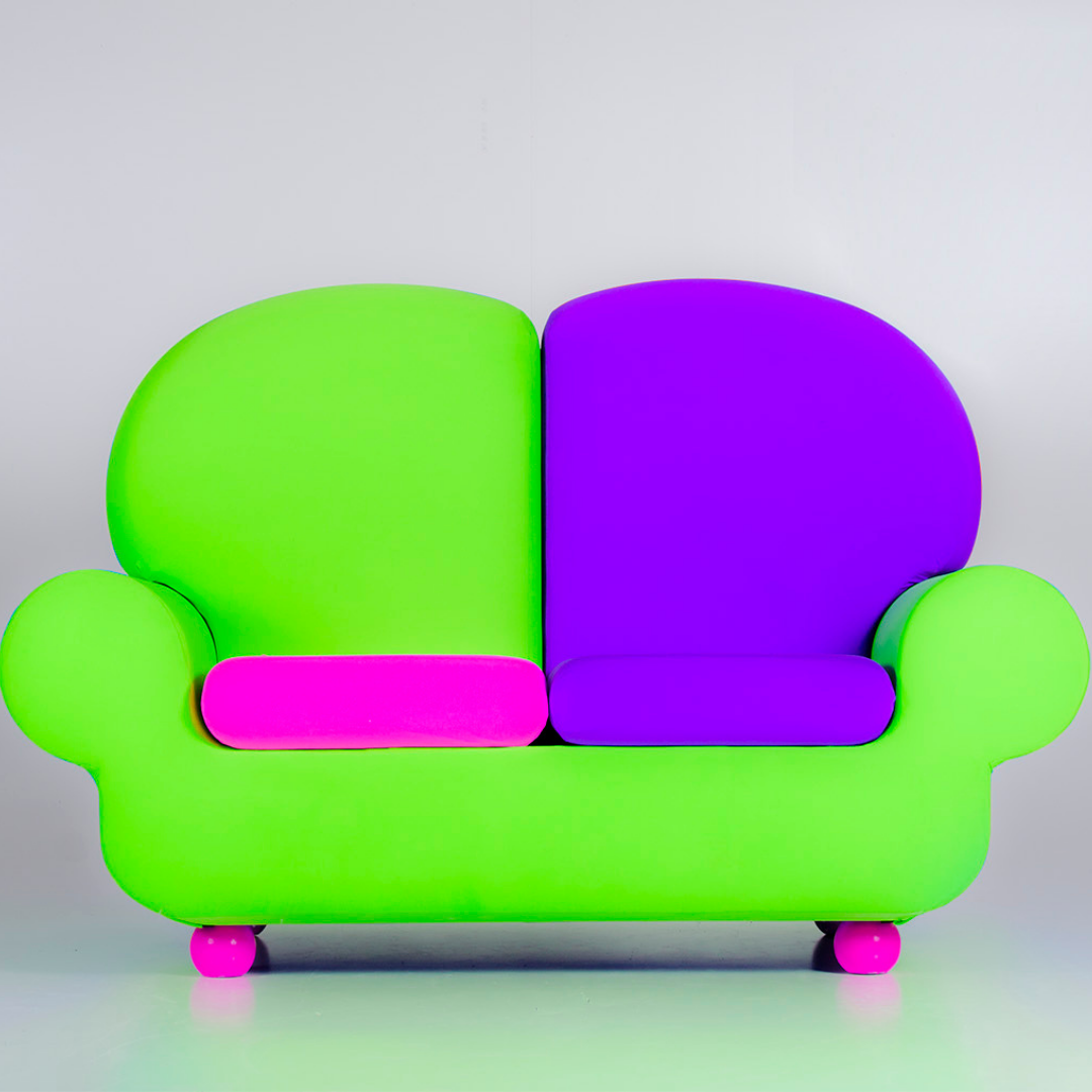 Divano-Pouf Papì multicolor verde e viola