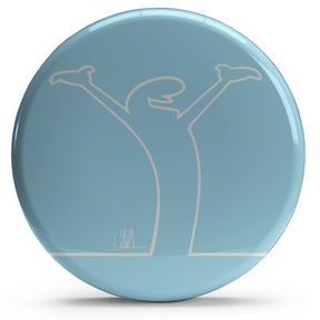 Bollino adesivo Soffio Celeste con figura stilizzata in celeste