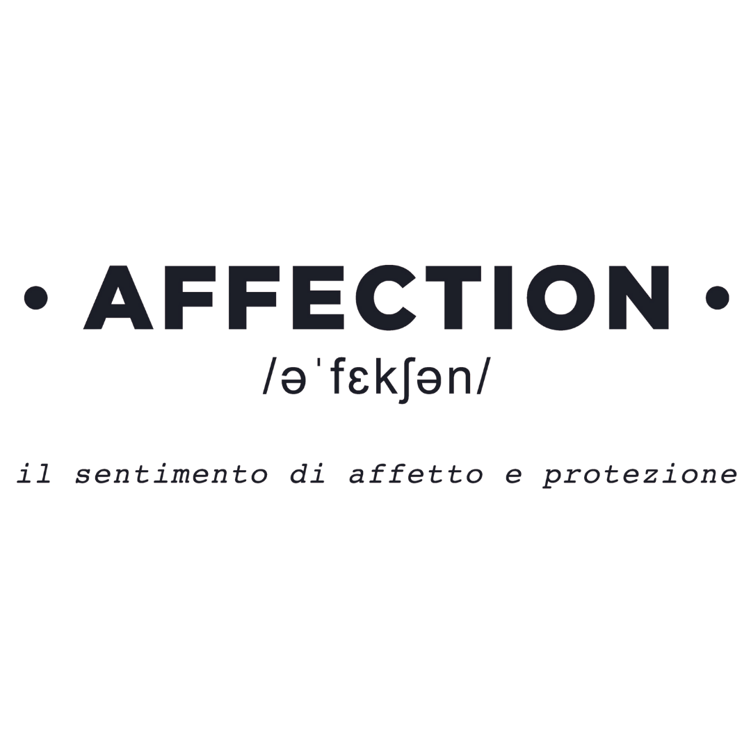 Adesivo murale 'AFFECTION' con etimologia e significato in italiano, per un tocco emotivo nell'arredo casa.