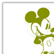 Dettaglio Quadro Opera d'arte Stylish 'Old Dark Green Mickey Mouse' art print, showcasing a modern take on the iconic Disney character in a sophisticated dark green palette.