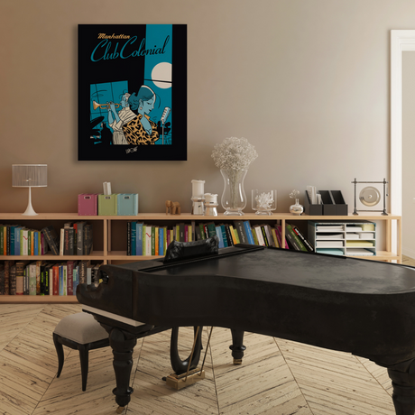 Ambientazione Quadro 'Club Singing Central' di Lapone, un inno al jazz attraverso l'arte, per una decorazione che suona con stile.