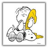 Quadro di "Snoopy, Linus e la Coperta" con Linus che abbraccia una coperta gialla accanto a Snoopy.
