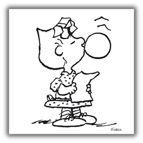 Dettaglio serigrafia Sally Peanuts in bianco e nero
