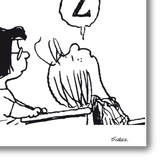 Dettaglio di Lucy, Patty and the School ritrae Peppermint Patty addormentata al suo banco con un fumetto 'Z' a indicare il sonno, mentre Lucy la osserva.