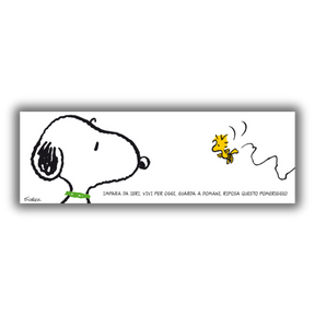 Snoopy e Woodstock con frase ispiratrice in italiano