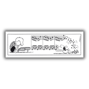 Illustrazione di Schroeder e Snoopy con note musicali