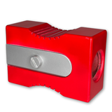 Temperino gigante rosso in legno firmato GianTarlo, alto 40 cm, vaso decorativo o scultura pop art in edizione limitata, realizzato a mano per la collezione Wowood by Giantarlo.