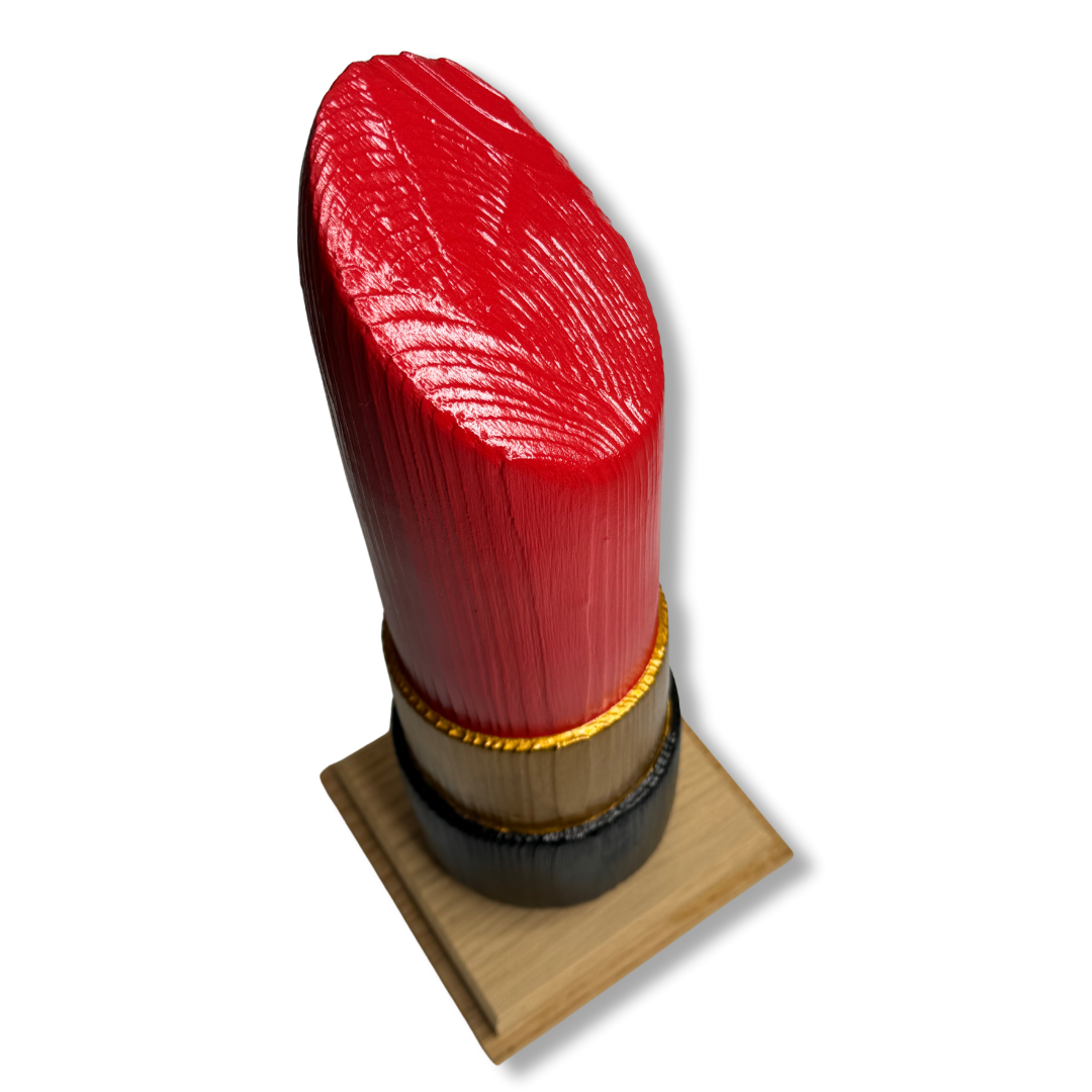 RED LIPSTICK Rossetto Pop Art in Legno – Scultura Limited Edition Johnny Hermann