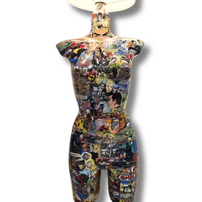 Lampada artistica COMIXLIGHT con collage di fumetti