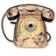 Telefono vintage Siemens 1962 decorato a mano con spartiti musicali autentici bruciacchiati, opera d'arte unica firmata LaBarbini, in vendita su Mycrom Art
