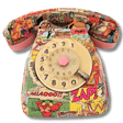 Telefono artistico decorato con vignette della Pantera Rosa, realizzato a mano e perfettamente funzionante.