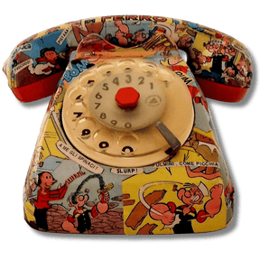 Telefono vintage Popeye con fumetti colorati