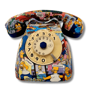 Telefono vintage artistico Simpson con fumetti colorati