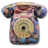 Telefono vintage artistico Vasco Rossi con collage di immagini