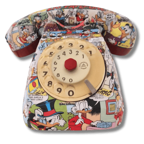 Telefono artistico decorato a mano con fumetti di Zio Paperone - PAPERON DE PAPERONI 2
